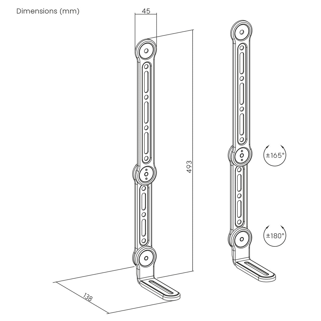 Maclean MC-334 Soporte universal VESA para barra de sonido, Ajustable a Pantallas hasta 49", Carga máx. 15 kg