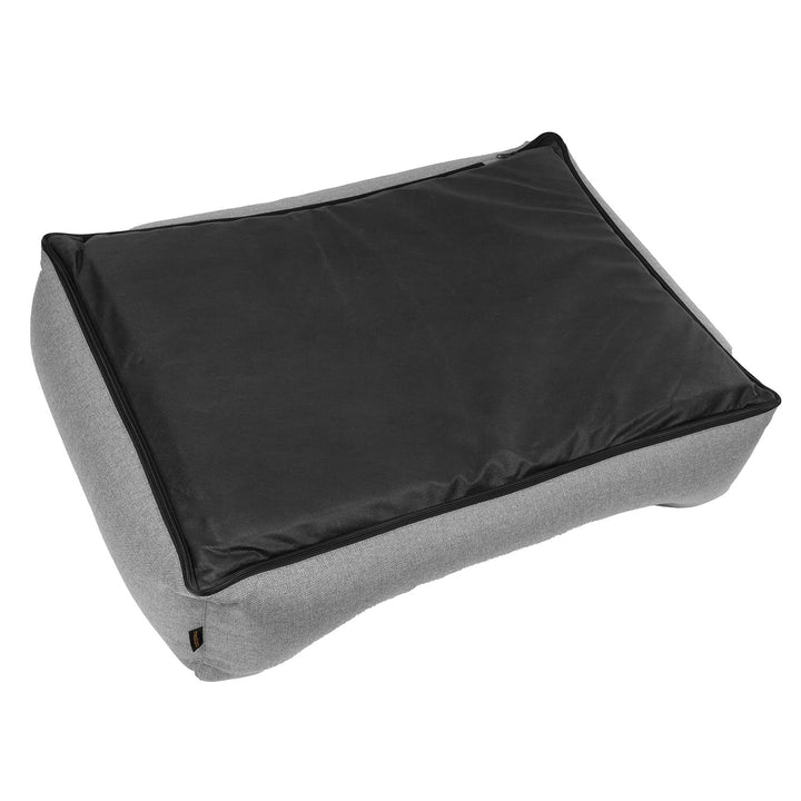 Cama para cães Mestizo Mallorca Standard TwinFoam, cesto para cães, sofá estofado em tecido, capa lavável (100 x 75 cm, cinzento claro com rebordo branco) SMTF-GRA-W-3