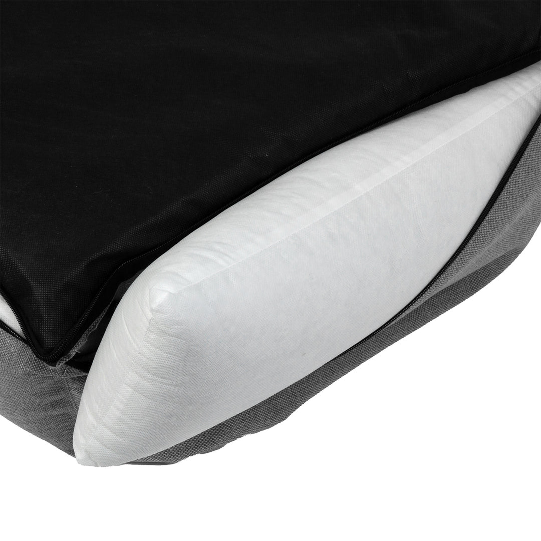 Cama para cães Mestizo Mallorca Standard TwinFoam, cesto para cães, sofá estofado em tecido, capa lavável (100 x 75 cm, cinzento claro com rebordo branco) SMTF-GRA-W-3