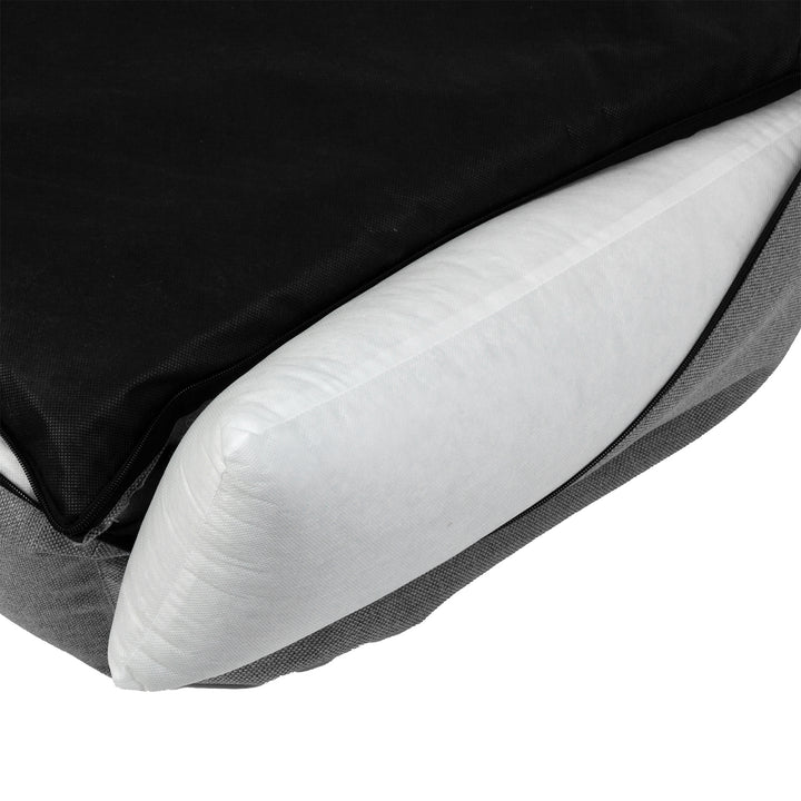 Cama para cães Mestizo Mallorca Standard TwinFoam, cesto para cães, sofá estofado em tecido, capa lavável (100 x 75 cm, cinzento claro com rebordo branco) SMTF-GRA-W-3