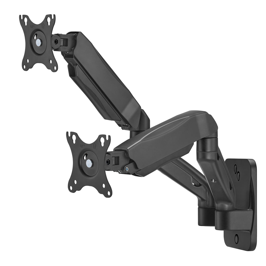 Suporte de parede para monitor duplo Maclean MC-988, ecrãs de 17 a 32 polegadas, suporte duplo, mola mecânica, carga máxima de 9 kg