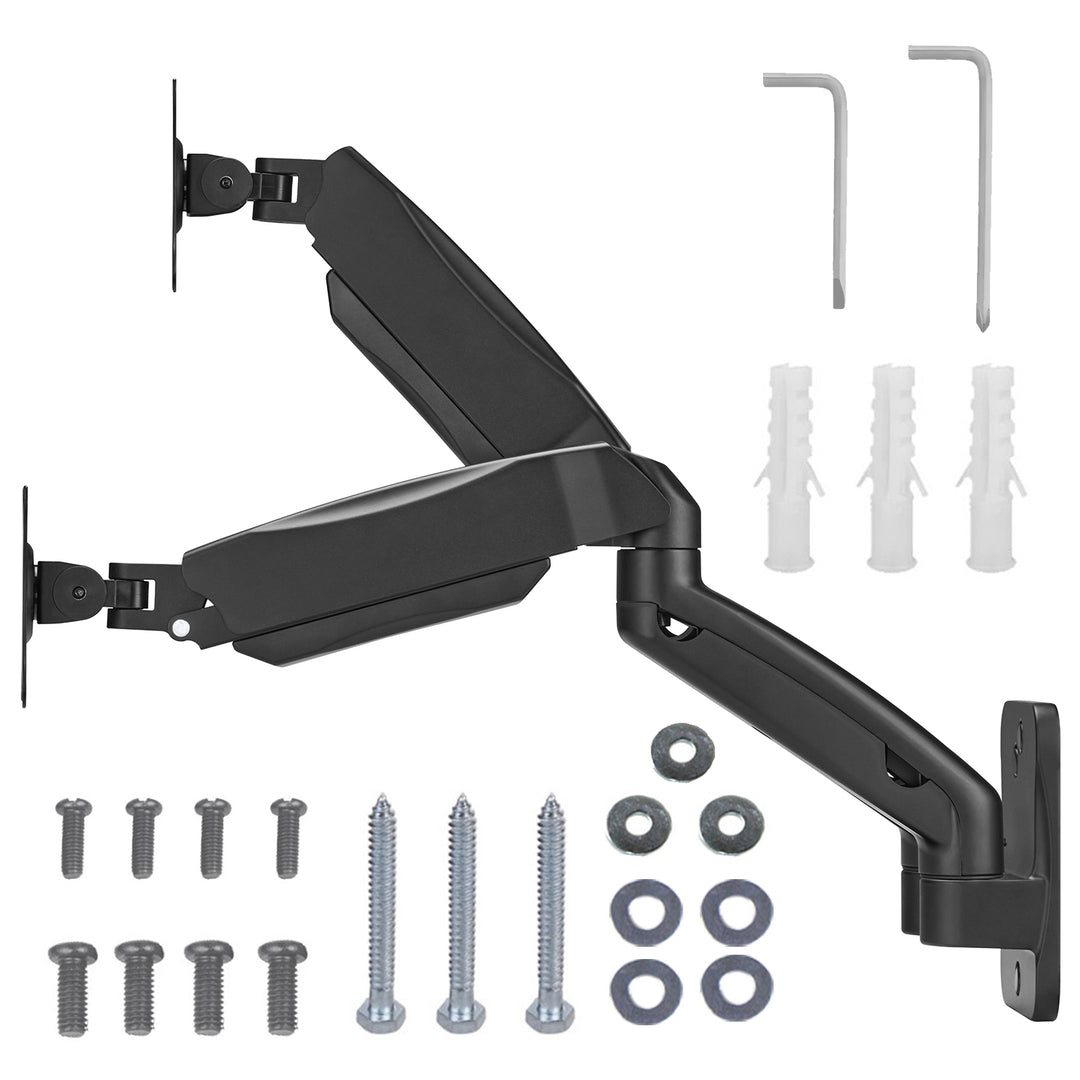 Suporte de parede para monitor duplo Maclean MC-988, ecrãs de 17 a 32 polegadas, suporte duplo, mola mecânica, carga máxima de 9 kg