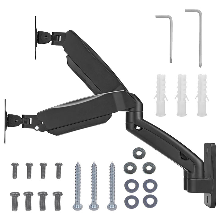 Suporte de parede para monitor duplo Maclean MC-988, ecrãs de 17 a 32 polegadas, suporte duplo, mola mecânica, carga máxima de 9 kg
