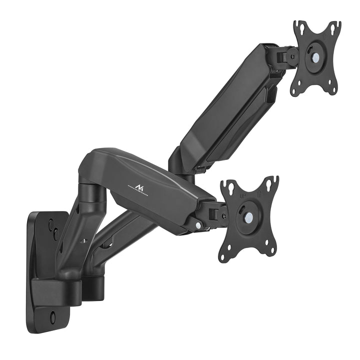 Suporte de parede para monitor duplo Maclean MC-988, ecrãs de 17 a 32 polegadas, suporte duplo, mola mecânica, carga máxima de 9 kg
