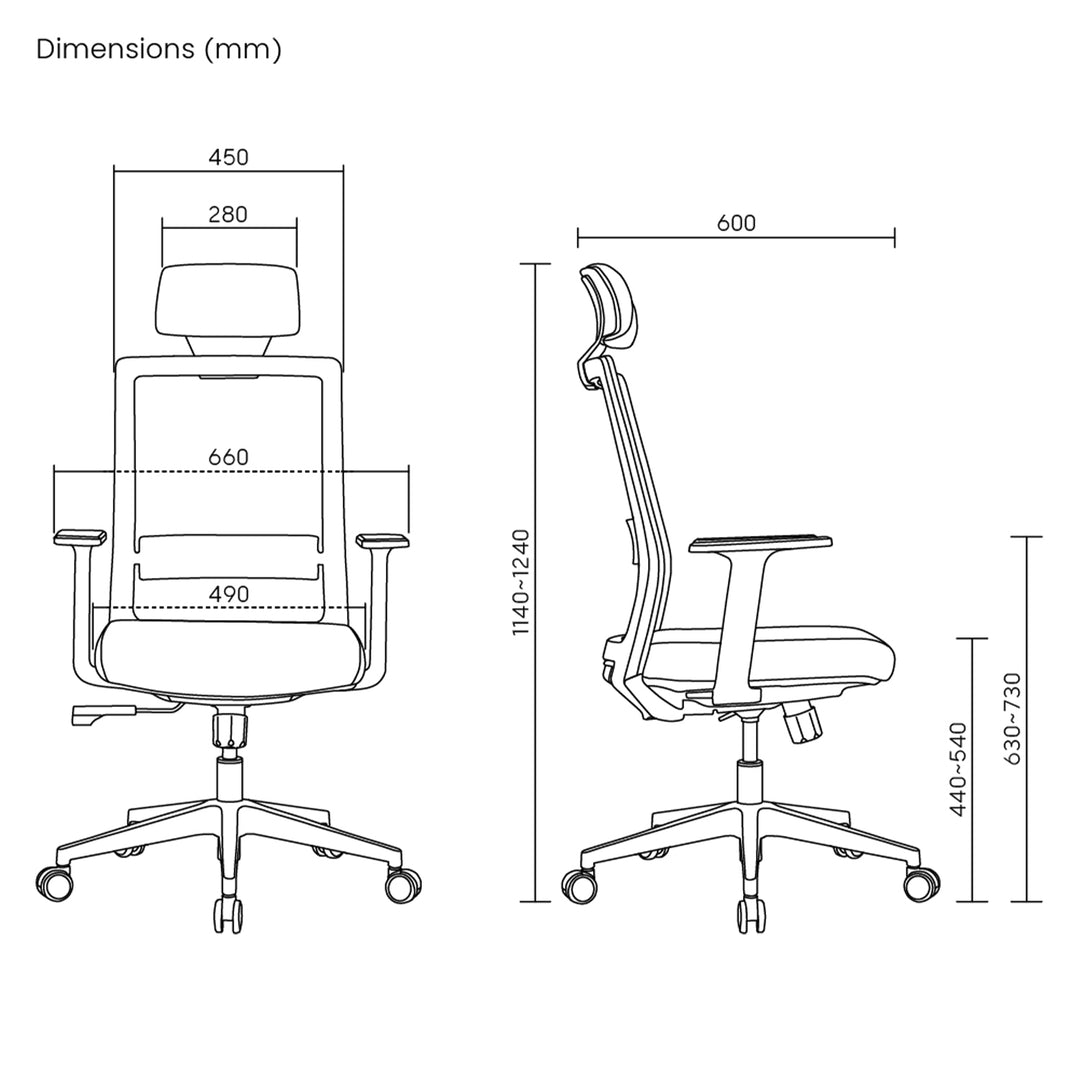 Cadeira de escritório ergonómica com encosto alto Ergo Office ER-425 Premium, máx. 150 kg