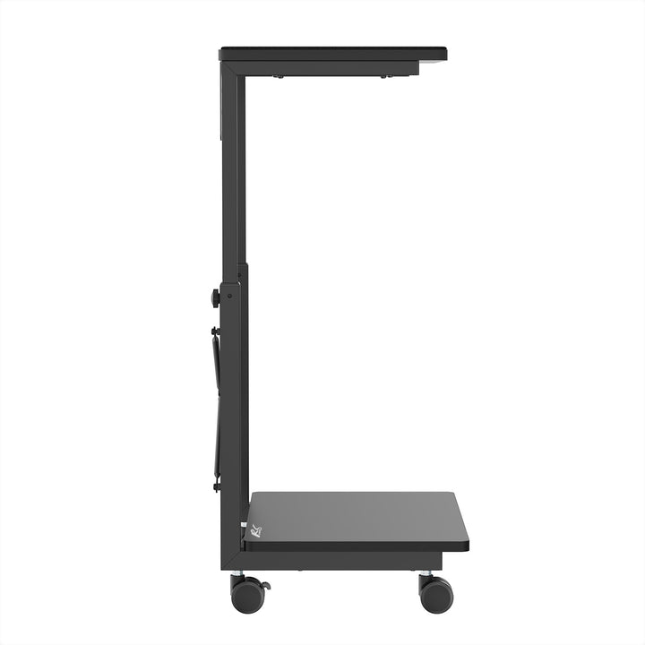 Carro para CPU NanoRS com altura ajustável e prateleira, até 80 kg | Carrinho para PC portátil com espaço de arrumação | Flexível com rodas | Prateleira resistente à água | RS430