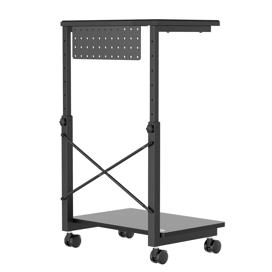 Carro para CPU NanoRS com altura ajustável e prateleira, até 80 kg | Carrinho para PC portátil com espaço de arrumação | Flexível com rodas | Prateleira resistente à água | RS430