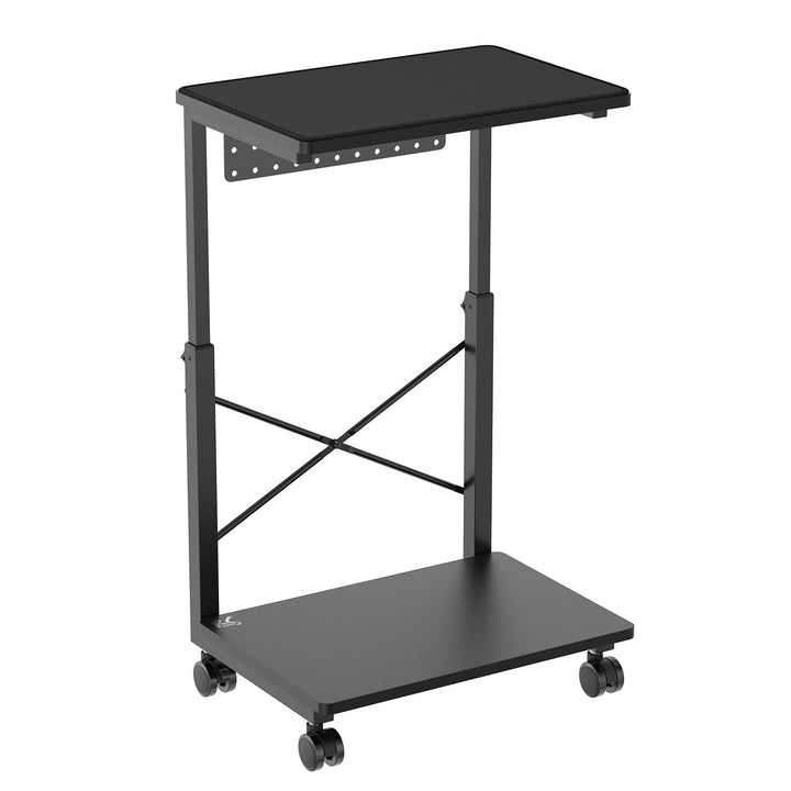 Carro para CPU NanoRS com altura ajustável e prateleira, até 80 kg | Carrinho para PC portátil com espaço de arrumação | Flexível com rodas | Prateleira resistente à água | RS430