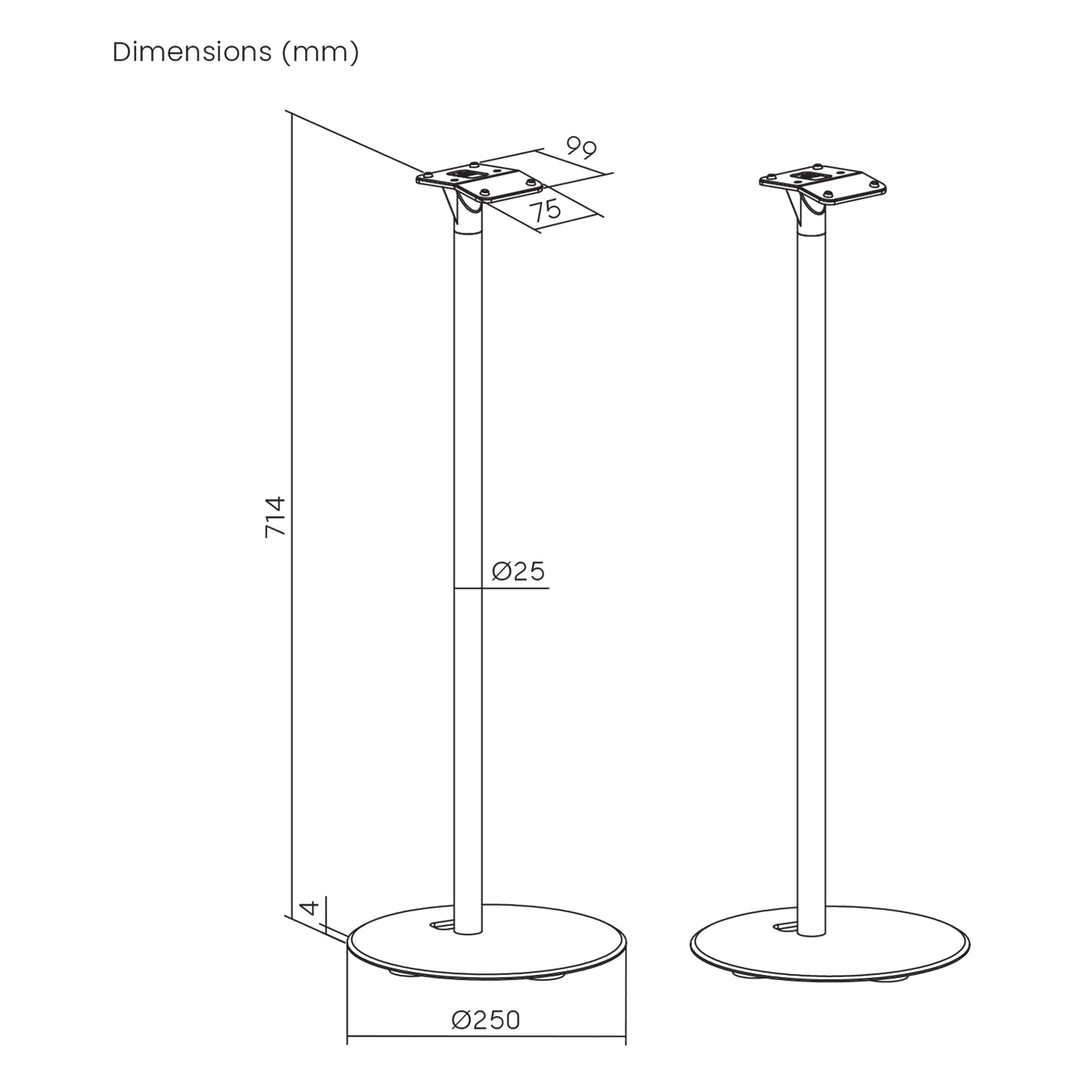Maclean MC-995 Juego de soportes de suelo compatibles con Sonos® ERA 300  | Altura 714 milímetros | Diseño elegante con gestión de cables integrada