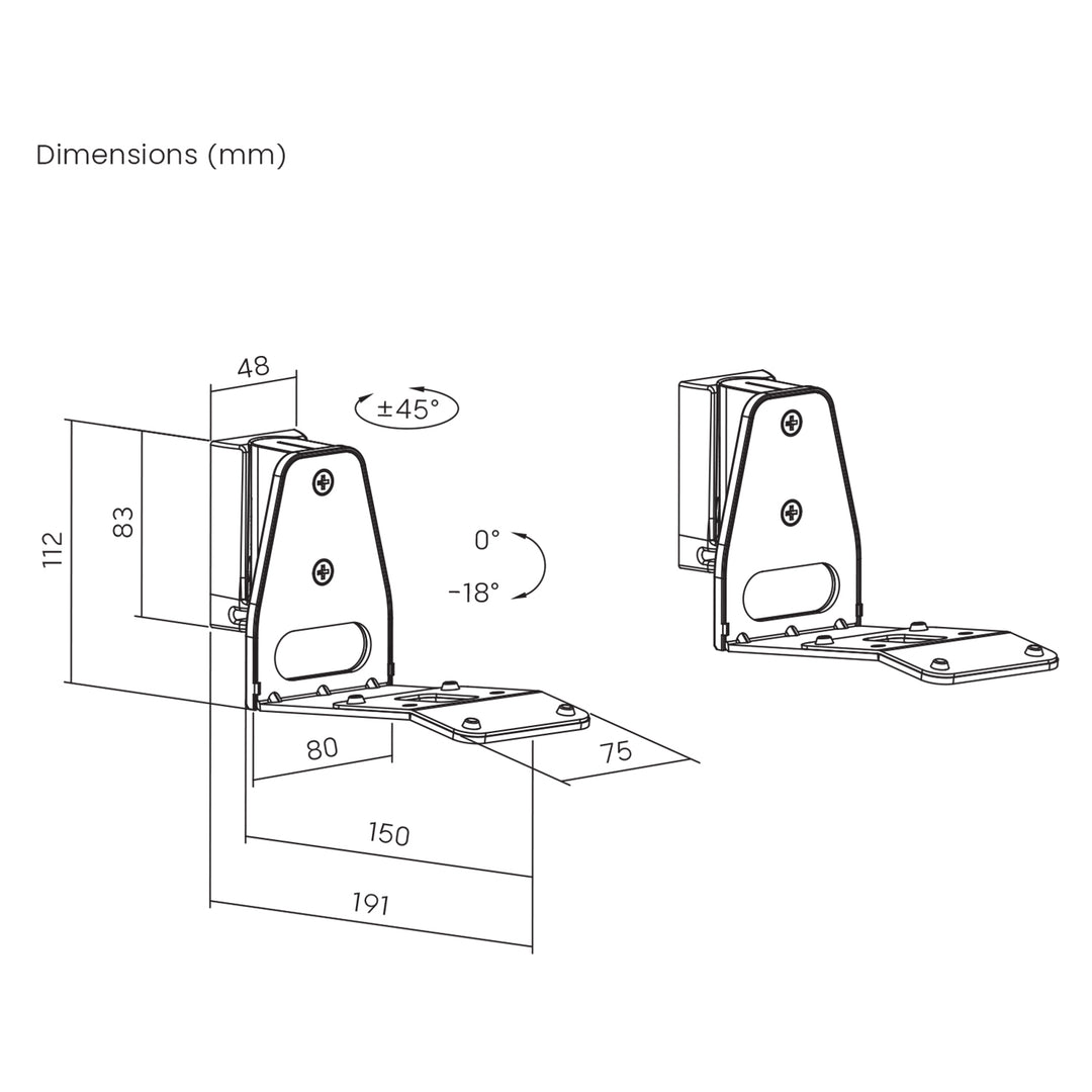 Maclean MC-996 Soportes de pared, Soportes compatibles con Sonos® ERA 300
