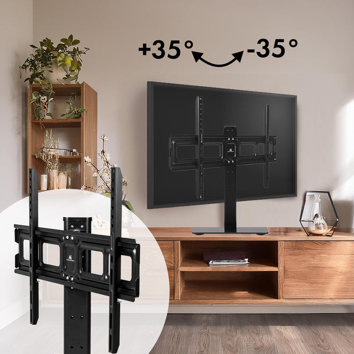 Suporte de TV universal Maclean MC-386 para TVs de 32 a 75" até 40 kg, ajustável em 3 alturas, VESA máx. 600 x 400 mm, suporte de TV, base em vidro temperado