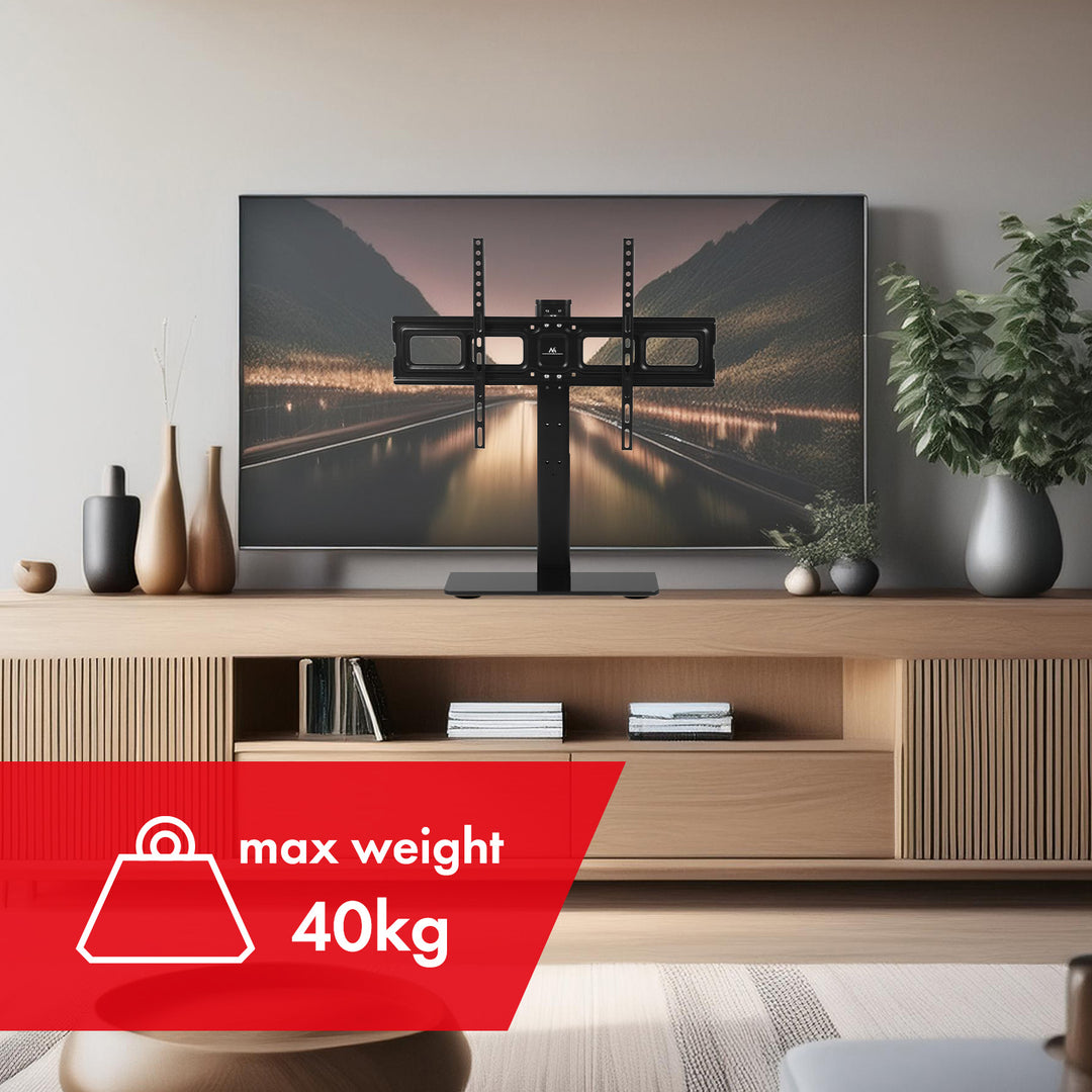 Suporte de TV universal Maclean MC-386 para TVs de 32 a 75" até 40 kg, ajustável em 3 alturas, VESA máx. 600 x 400 mm, suporte de TV, base em vidro temperado