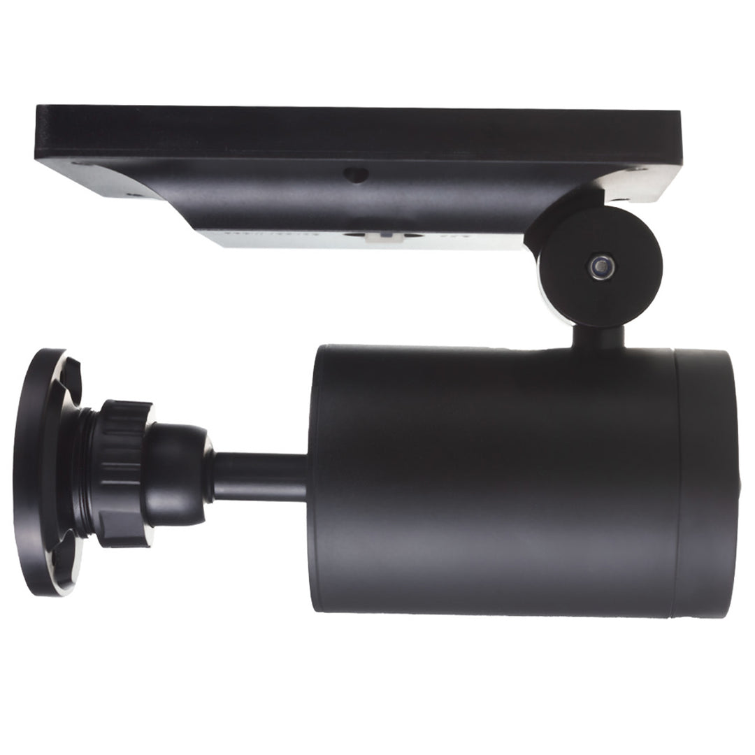 Câmara IP fictícia Maclean com sensor de movimento e luz LED, câmara de vigilância IP fictícia com lente, IP44, utilização no exterior, 220 lm, 6500 K, alimentada a energia solar, LED vermelho intermitente