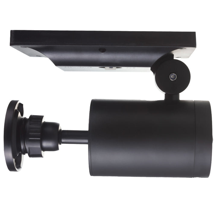 Câmara IP fictícia Maclean com sensor de movimento e luz LED, câmara de vigilância IP fictícia com lente, IP44, utilização no exterior, 220 lm, 6500 K, alimentada a energia solar, LED vermelho intermitente