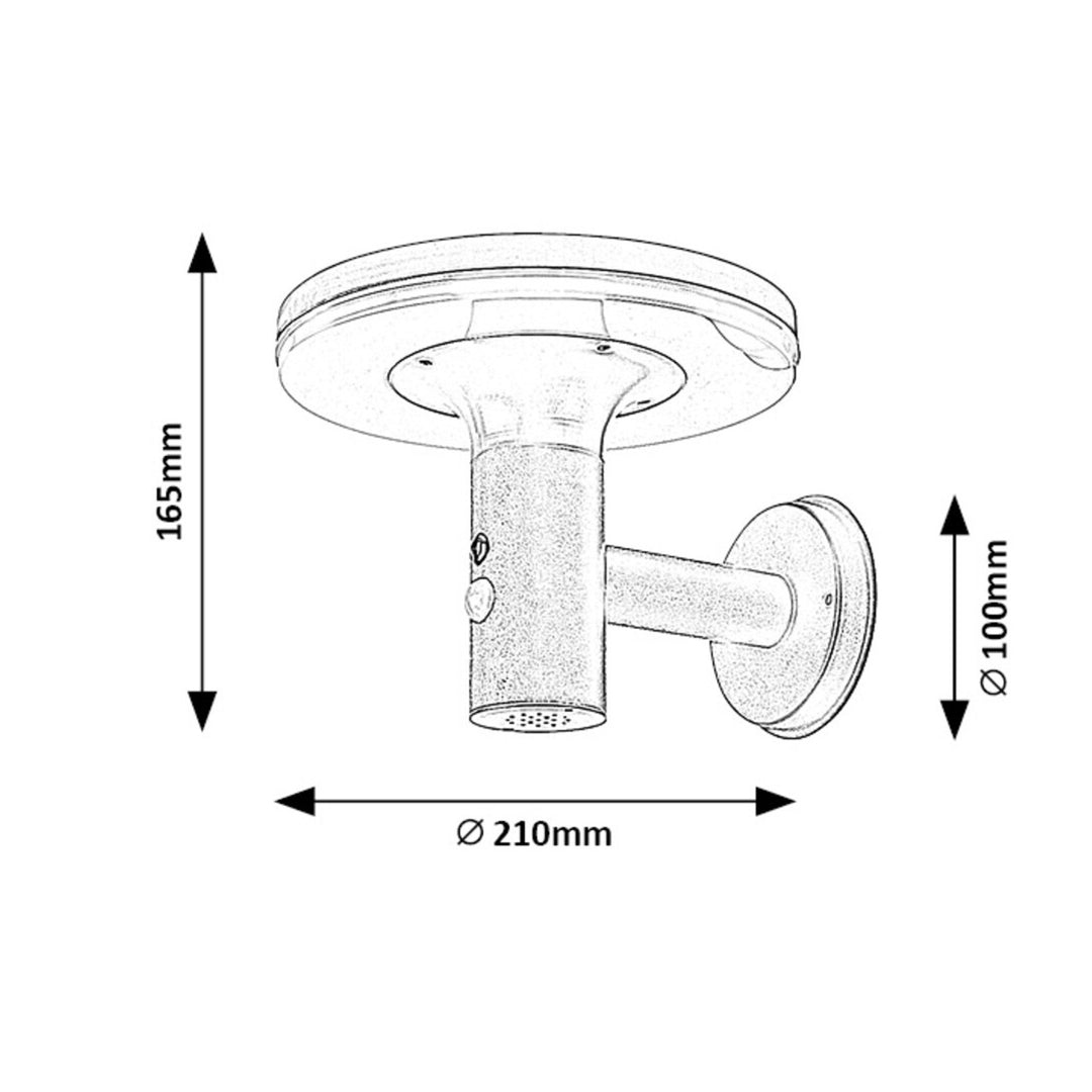 Candeeiro de parede solar Rabalux para exterior, IP44, 10 W, Alasca