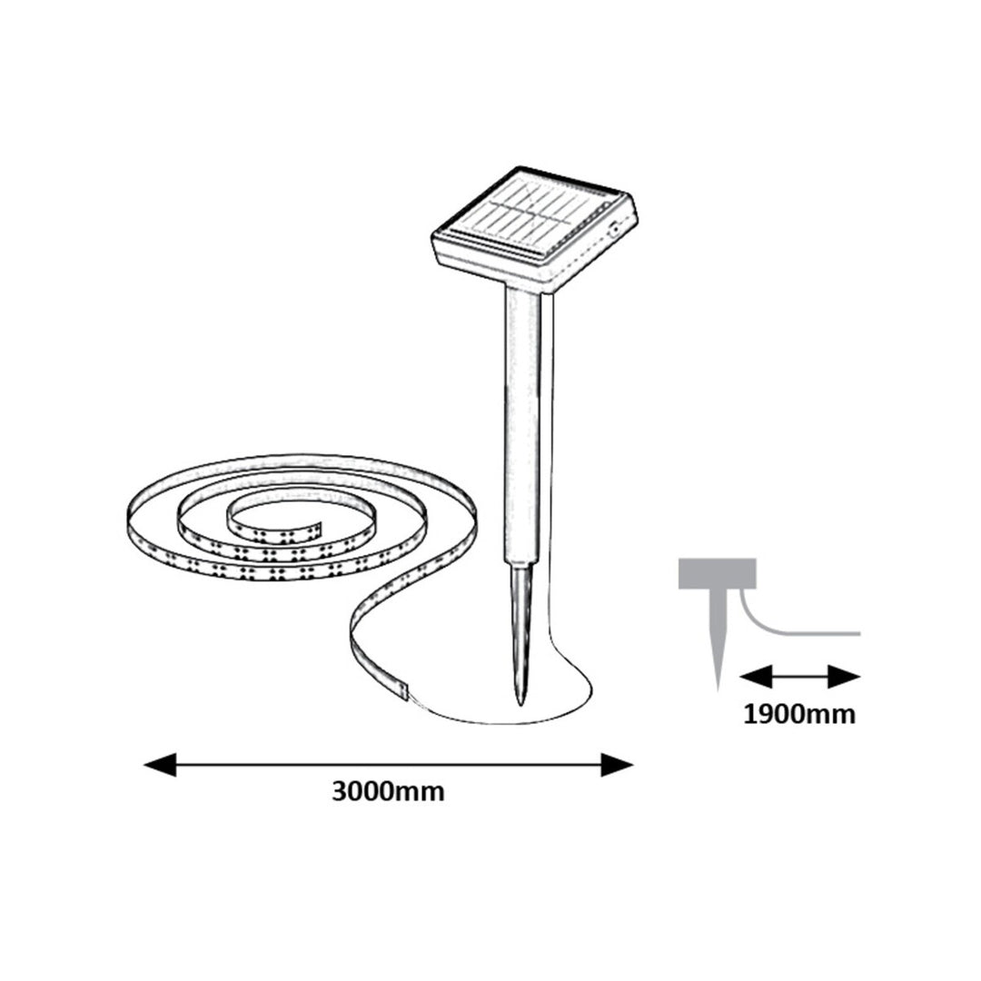 Candeeiro solar Rabalux, faixa para exterior, LED, IP44, 300 cm, Ansoo
