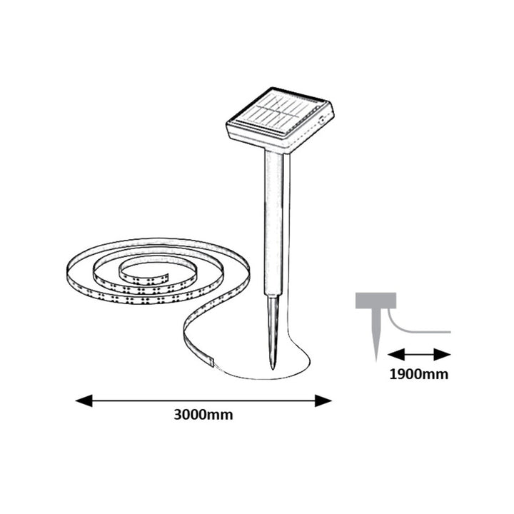 Candeeiro solar Rabalux, faixa para exterior, LED, IP44, 300 cm, Ansoo