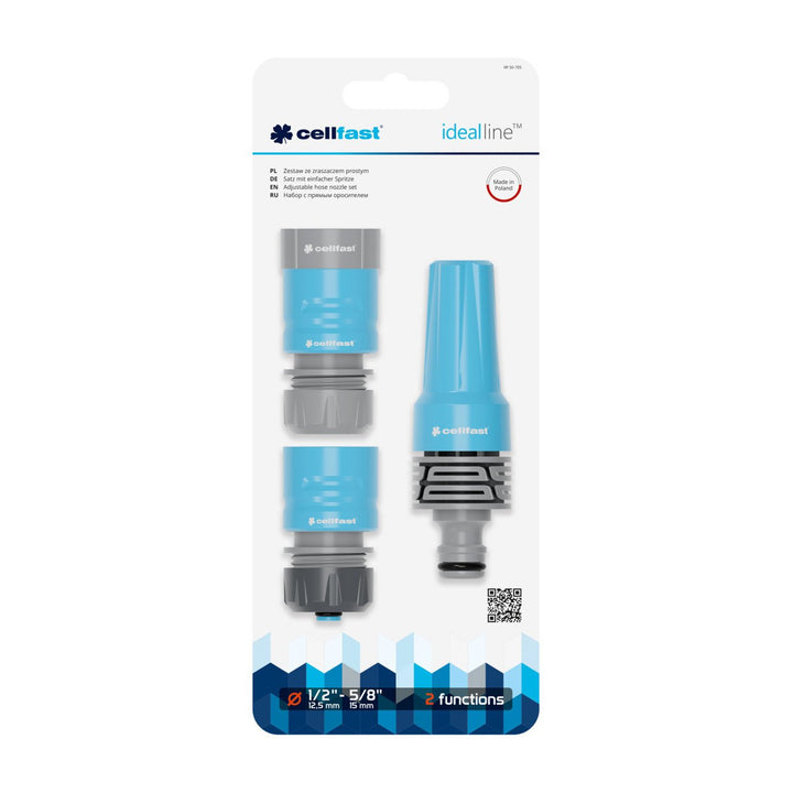 Conjunto de aspersores rectos Cellfast, conector rápido de 1/2'', ideal