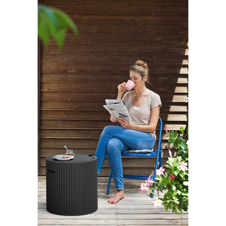 Keter Cool Stool Mesa con almacenaje, asiento, Color antracita
