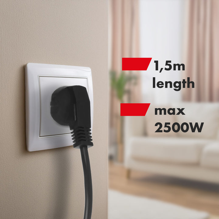Maclean MCE508 B Regleta de 4 tomas + USB A/C, Cable alargador con interruptores, 250 V CA/10 A, 1,5 m, Color Negro