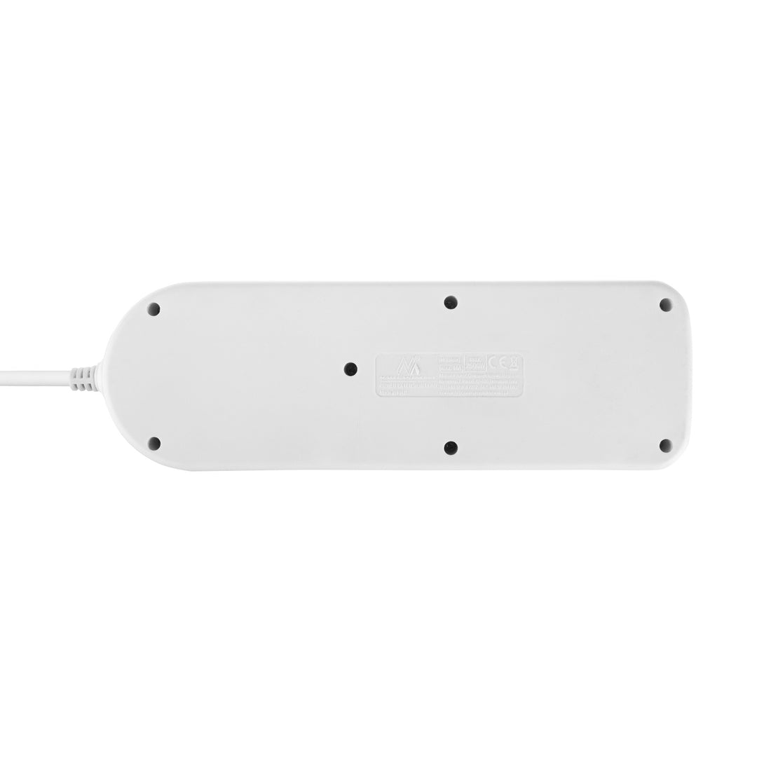 Filtro de linha Maclean MCE508 W com 4 tomadas + USB CA, Cabo de extensão com interruptores, 250 V CA/10 A, 1,5 m, Preto