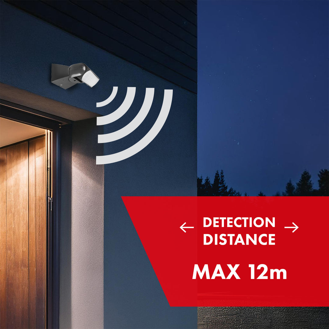 Sensor de movimento infravermelho universal Maclean MCE201 GR com sensor de crepúsculo, alcance: 12 m, detetor de movimento para montagem no teto e na parede, utilização no interior e no exterior