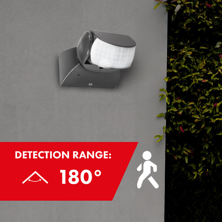 Sensor de movimento infravermelho universal Maclean MCE201 GR com sensor de crepúsculo, alcance: 12 m, detetor de movimento para montagem no teto e na parede, utilização no interior e no exterior