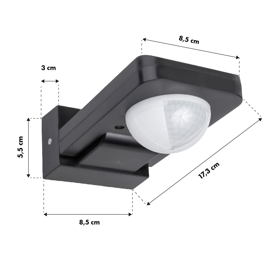 Sensor de movimento infravermelho e crepuscular Maclean MCE243 GR, alcance de deteção de 360° até 20 m, proteção IP65 contra água e poeiras, máx. 2000 W, infravermelhos PIR, interno e externo
