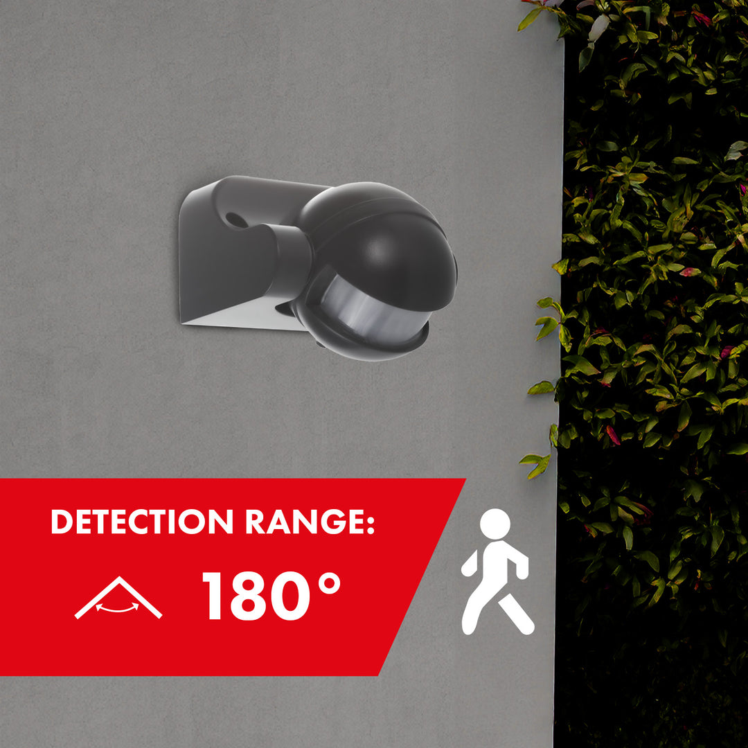 Sensor de movimento infravermelho Maclean MCE358 GR Sensor PIR de 180° com sensor infravermelho de crepúsculo IP44 | Uso interno e externo | Alcance até 12 m | Carga de 300/1200 W