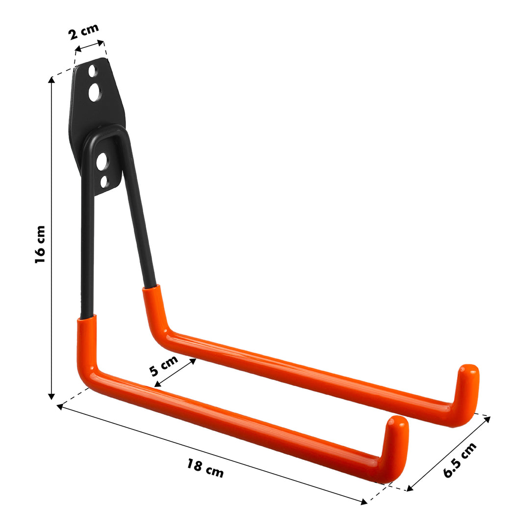 Gancho de garagem Maclean MC-444, suporte de parede para pneus, ferramentas, escada, bicicleta, gancho de parede para organização, gancho duplo de arrumação, cabide para ferramentas (carga máxima: 25 kg)