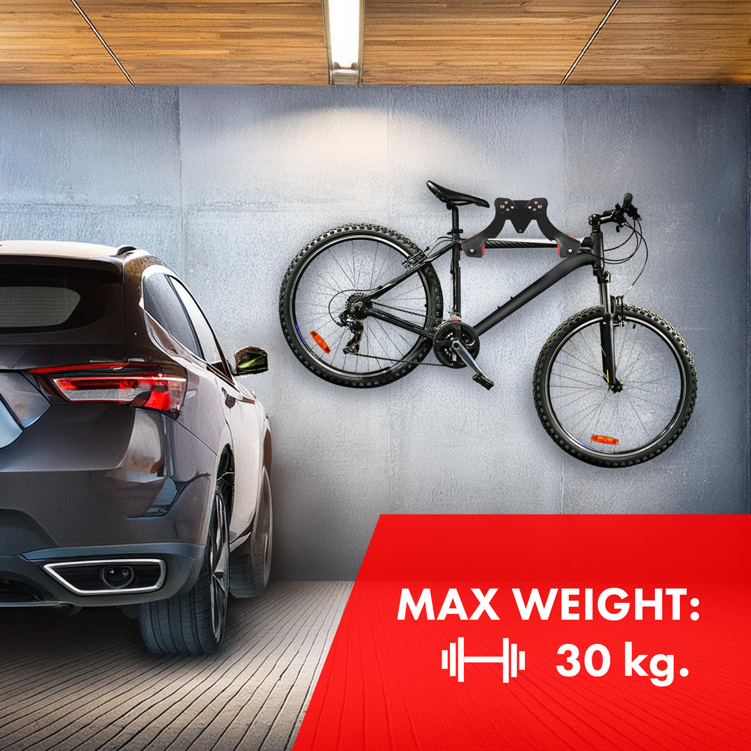 Suporte de parede para bicicleta Maclean MC-449, suporte para bicicleta com 2 ganchos | Suporte de parede horizontal para bicicleta, carga máxima de 30 kg | Espaçamento ajustável entre braços, distância ajustável à parede: 29-39 cm