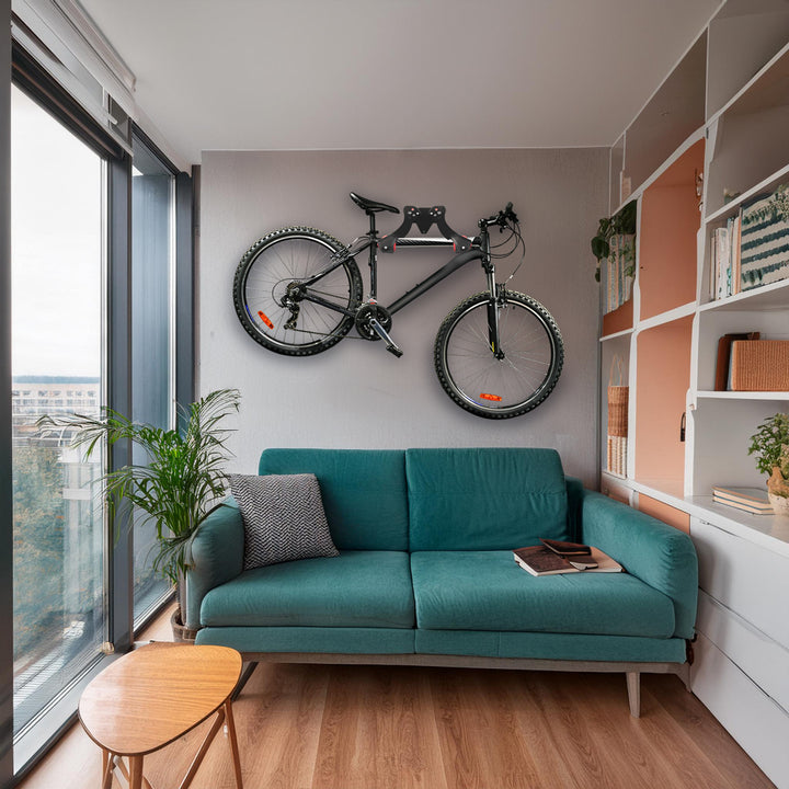 Suporte de parede para bicicleta Maclean MC-449, suporte para bicicleta com 2 ganchos | Suporte de parede horizontal para bicicleta, carga máxima de 30 kg | Espaçamento ajustável entre braços, distância ajustável à parede: 29-39 cm