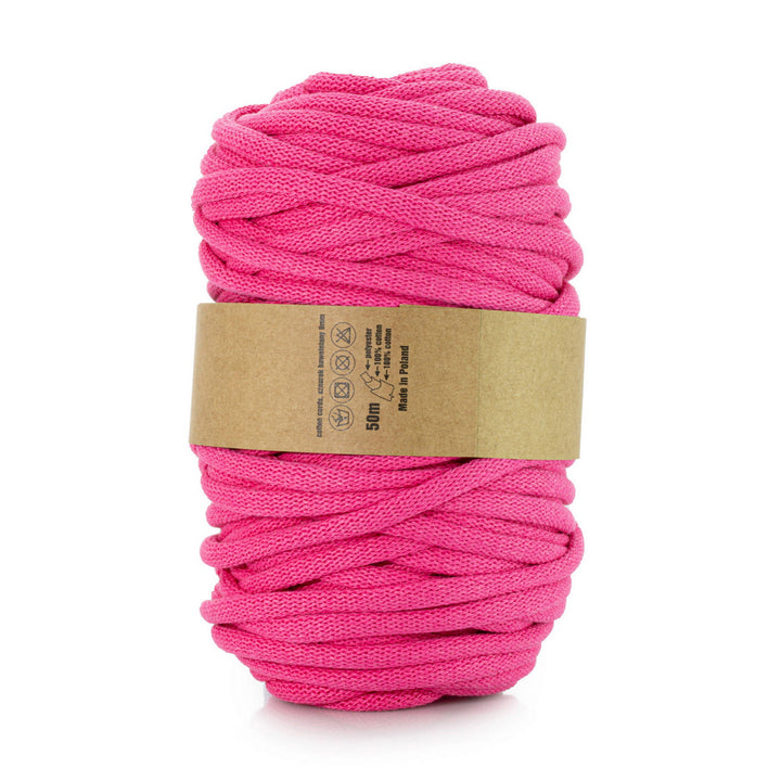 WAS Cordón de algodón con alma de poliéster, Trenzado, 9 mm, 50 m, Color fucsia