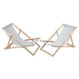 Conjunto de 2 espreguiçadeiras em madeira na cor cinza, ideais para praia, varanda, terraço