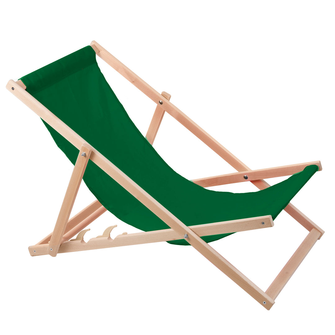 Conjunto de 2 espreguiçadeiras em madeira verde, ideais para praia, varanda, terraço
