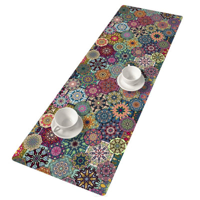 Caminho de mesa Bertoni, feltro, 115x40cm, estampado Valencia