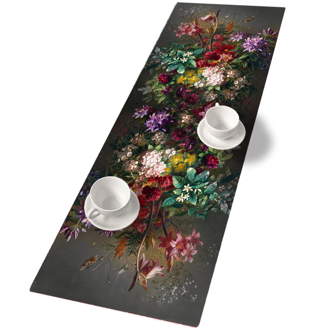 Caminho de mesa Bertoni, feltro, 115x40cm, estampado Bouquet