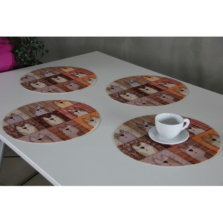 Arco Design Juego de salvamanteles Bertoni, 4 piezas, redondo, 33 cm, Pexeso Beige