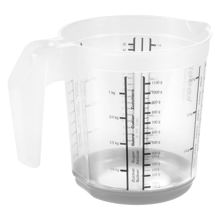 Jarra de medição Keeper, antiderrapante, em vidro com pega, 1L, cinzento nórdico, Masimmo