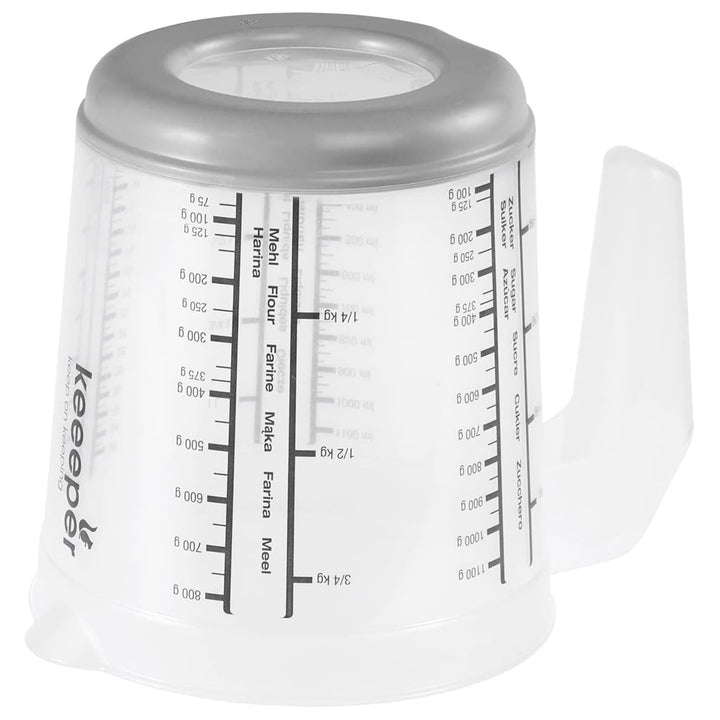 Jarra de medição Keeper, antiderrapante, em vidro com pega, 1L, cinzento nórdico, Masimmo