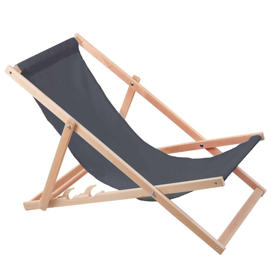 Espreguiçadeira Woodok em madeira de faia, ideal para praia, varanda, terraço, cinzento