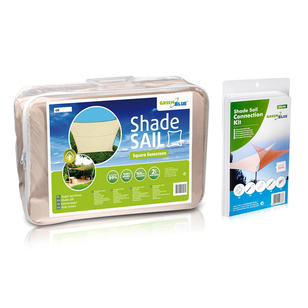Vela de jardim UV GreenBlue GB504 + GB508, poliéster, 4 m², creme, superfície hidrófoba