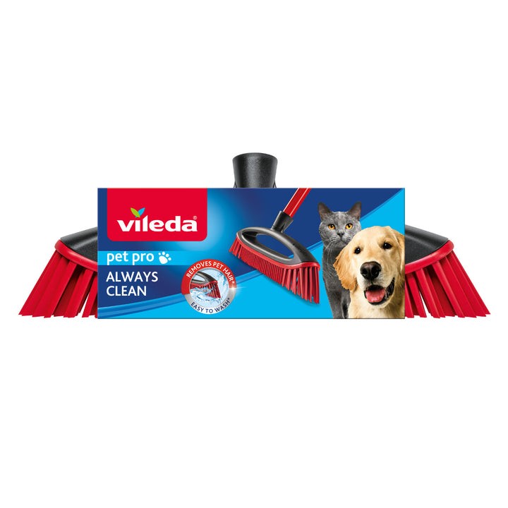 Escova de vassoura Vileda Pet Pro com inserção de borracha e escova sempre limpa