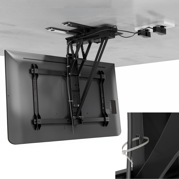 Suporte elétrico de teto para TV Maclean MC-490, suporte para TV TUYA, VESA máx. 600x400, rotação de 90°, 32"-75", carga máxima de 35 kg