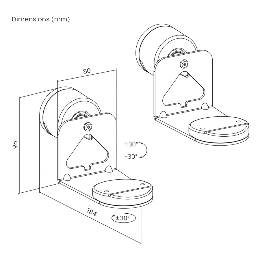 Maclean MC-495 Soporte de pared para altavoz Sonos, Sonos Era 100 & 300, 2 piezas