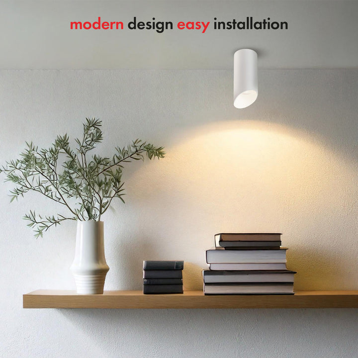 Maclean MCE360 W Candeeiro/tubo de montagem superficial, spot, redondo, alumínio, GU10, 55x130 mm, branco
