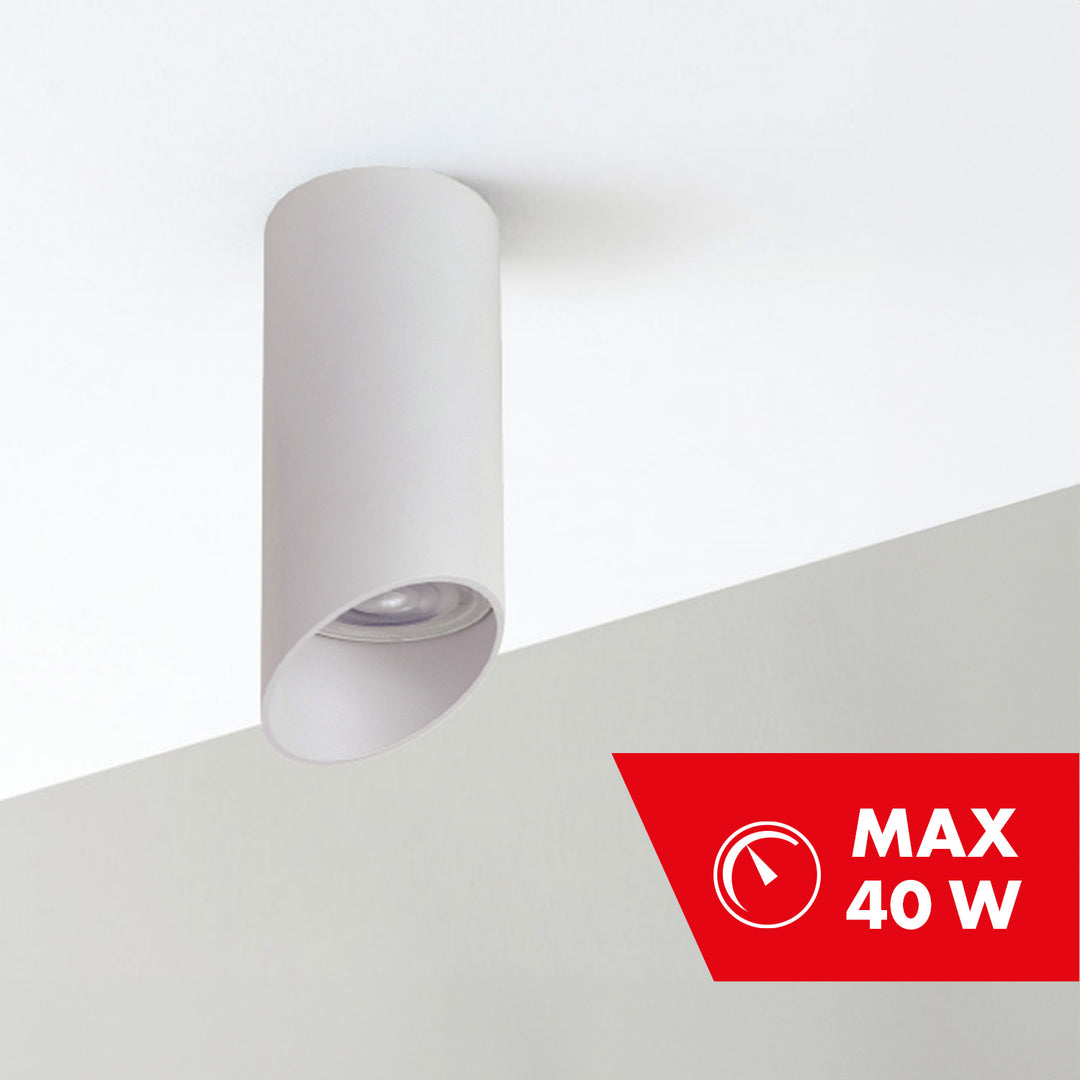 Maclean MCE360 W Candeeiro/tubo de montagem superficial, spot, redondo, alumínio, GU10, 55x130 mm, branco