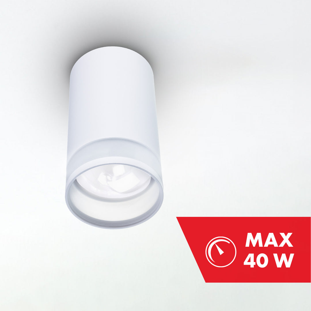 Maclean MCE361 W Luminaria/tubo de superficie, spot, redondo, aluminio, GU10, 55x105mm, Color blanco