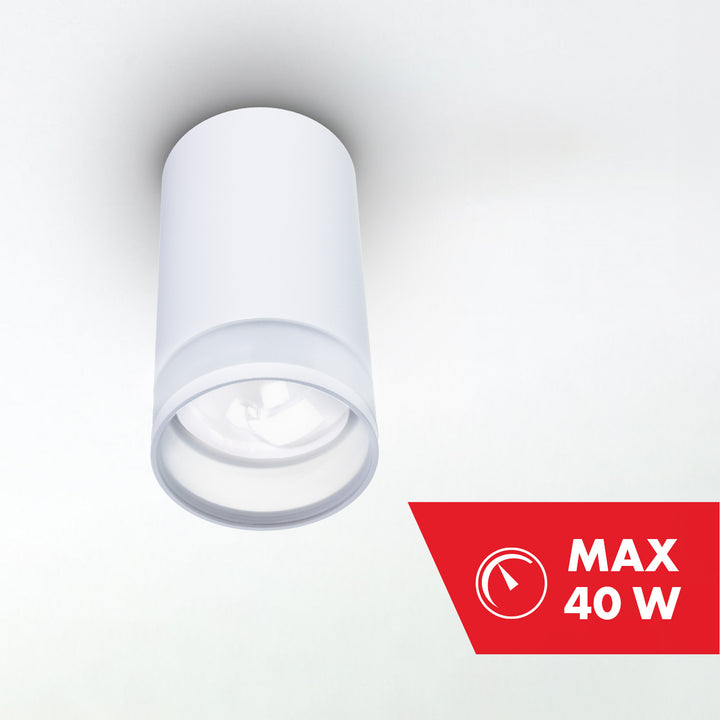Maclean MCE361 W Luminaria/tubo de superficie, spot, redondo, aluminio, GU10, 55x105mm, Color blanco