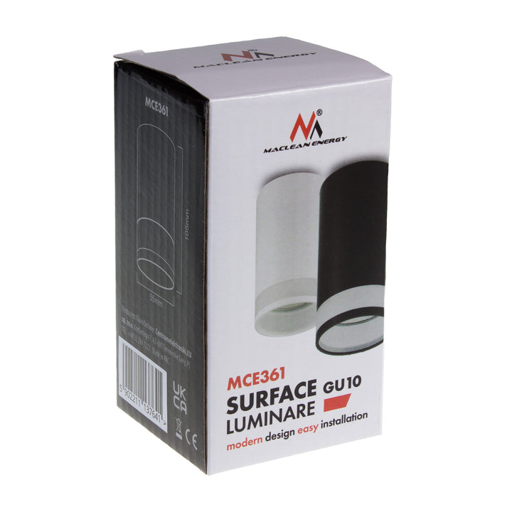 Maclean MCE361 B Luminaria/tubo de superficie, spot, redondo, aluminio, GU10, 55x105mm, negro